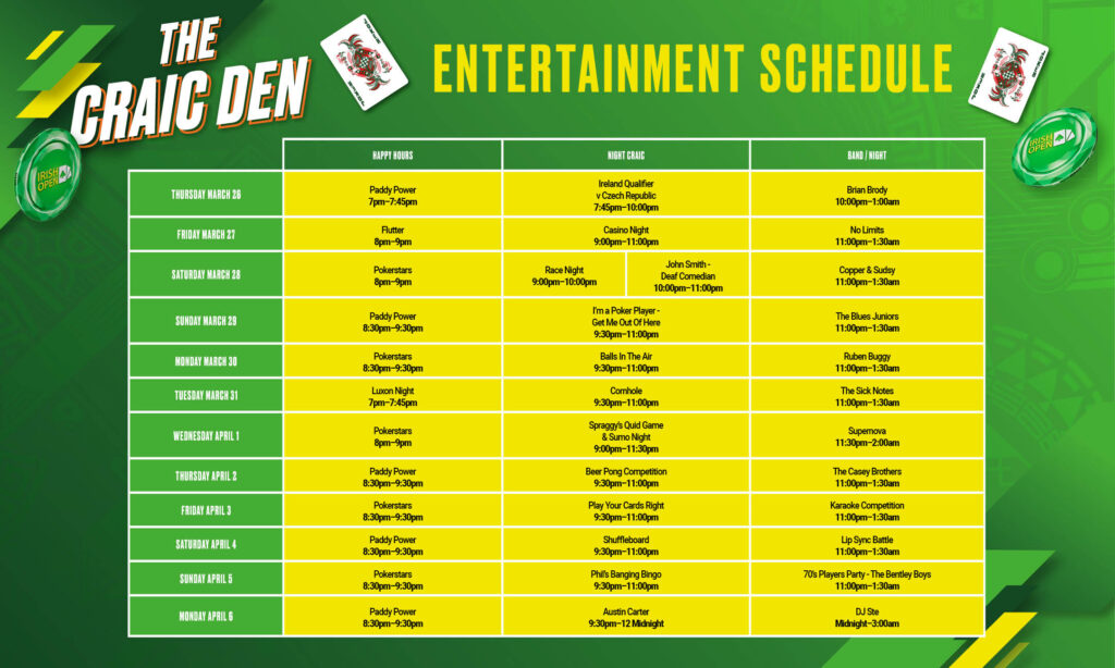 Craic Den 2026 schedule released!
